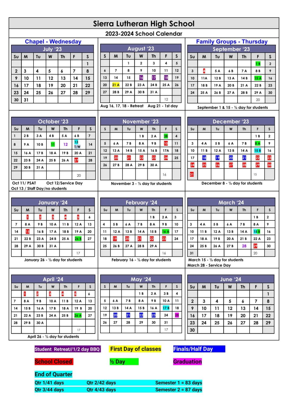 Academic Calendar