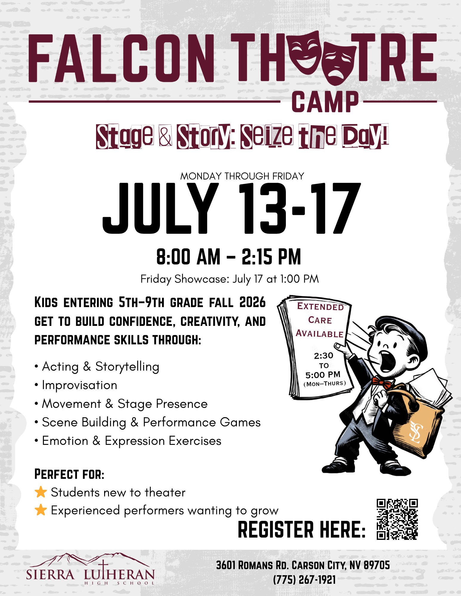 Falcon Theatre Camp 2026 Poster